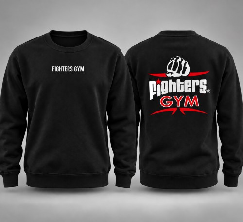 FIGHTERS GYM juodas džemperis be gobtuvo