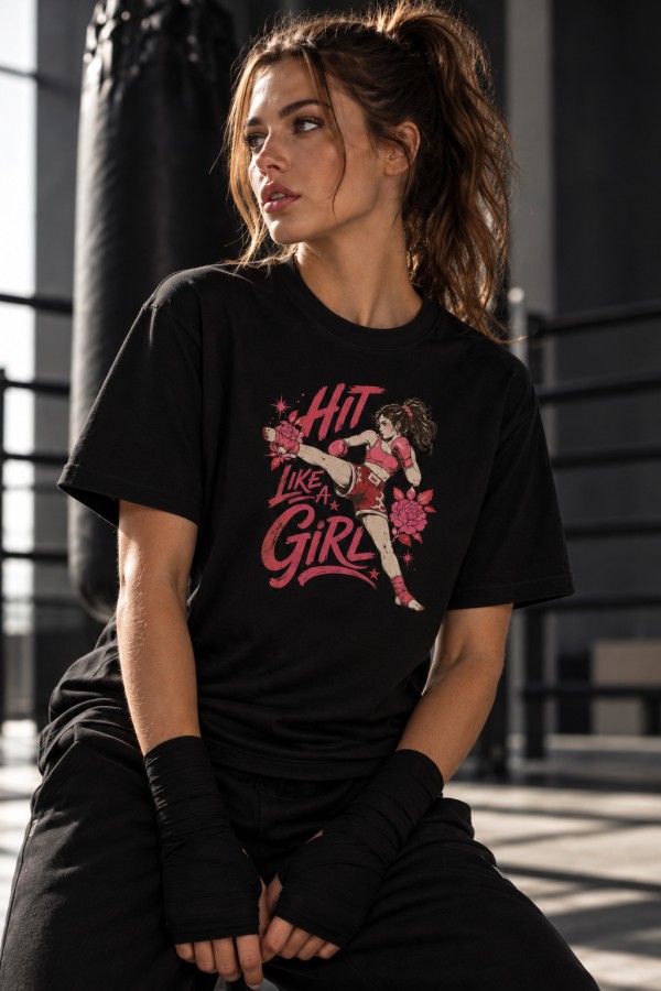 Hit Like a Girl – kikbokso marškinėliai moterims