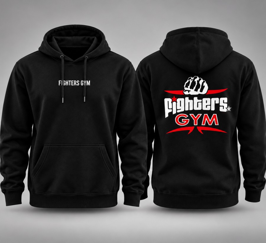 FIGHTERS GYM juodas džemperis su gobtuvu 