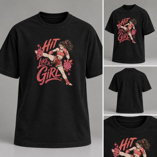Hit Like a Girl – kikbokso marškinėliai moterims
