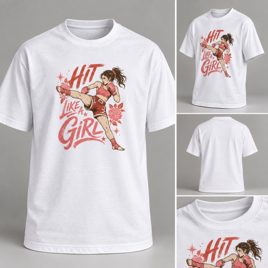 Hit Like a Girl – kikbokso marškinėliai moterims