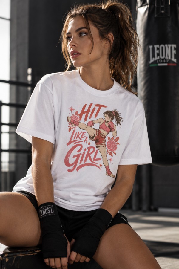 Hit Like a Girl – kikbokso marškinėliai moterims