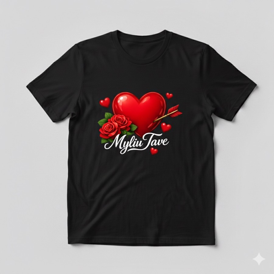 Marškinėliai su užrašu „Myliu Tave“