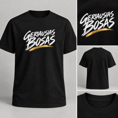 Premium juodi marškinėliai „Geriausias Bosas“ – originali dovana bosui